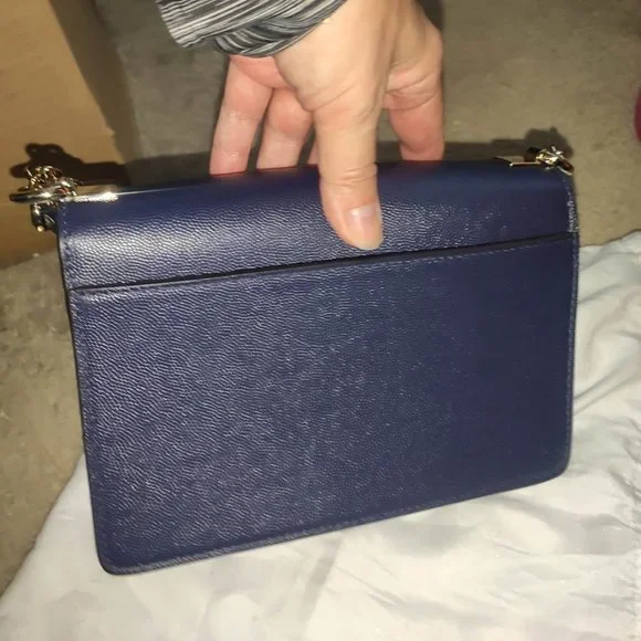 FURLA Mimi Navy Blue Leather Shoulder Bag